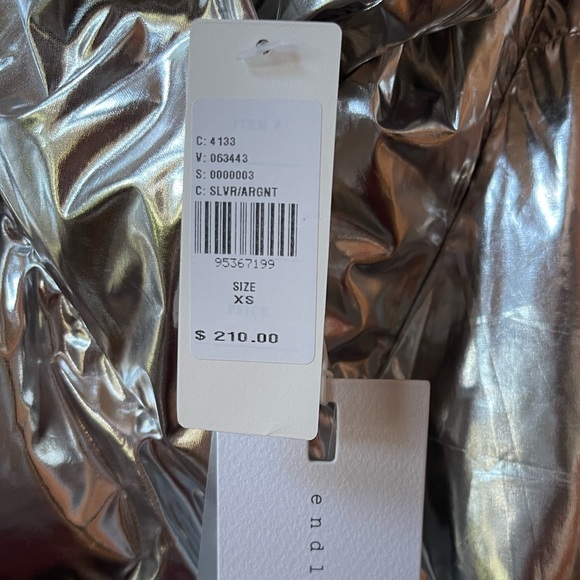 Anthropologie NWT stunning SZ XS metallic silver belted puffer coat/jacket - Picture 3 of 11
